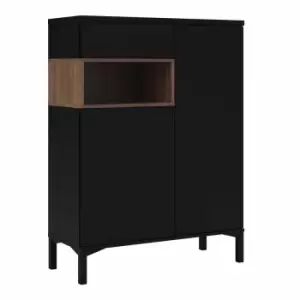 image of Roomers Sideboard 2 Drawers 1 Door In Black And Walnut