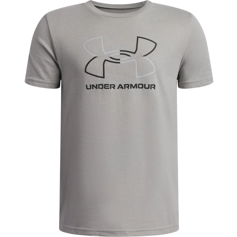 Image of Under Armour Kids Foundation Short-Sleeve Regular Fit T-Shirt Titanium/Green male 11-12 (L)