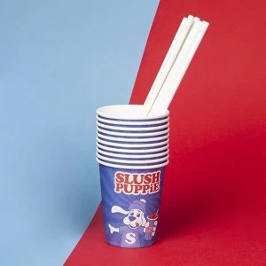 image of Slush Puppie 9oz Paper Cups x 20 and Straws