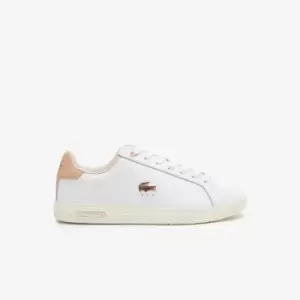 Image of Womens Lacoste Graduate Pro Leather Trainers Size 8 UK White & Light Pink