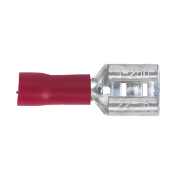 Image of Genuine SEALEY RT21 Push-On Terminal 6.3mm Female Red Pack of 100