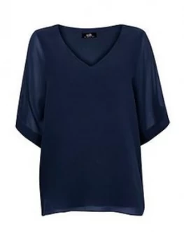 Image of Wallis Tab Sleeve Overlayer Top - Ink, Size XL, Women
