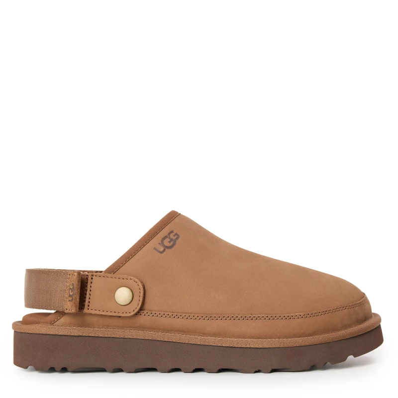Image of Ugg Mens Gldncoast Goldencoast Cotton Flat Mules Dark Chestnut male 11 (45)
