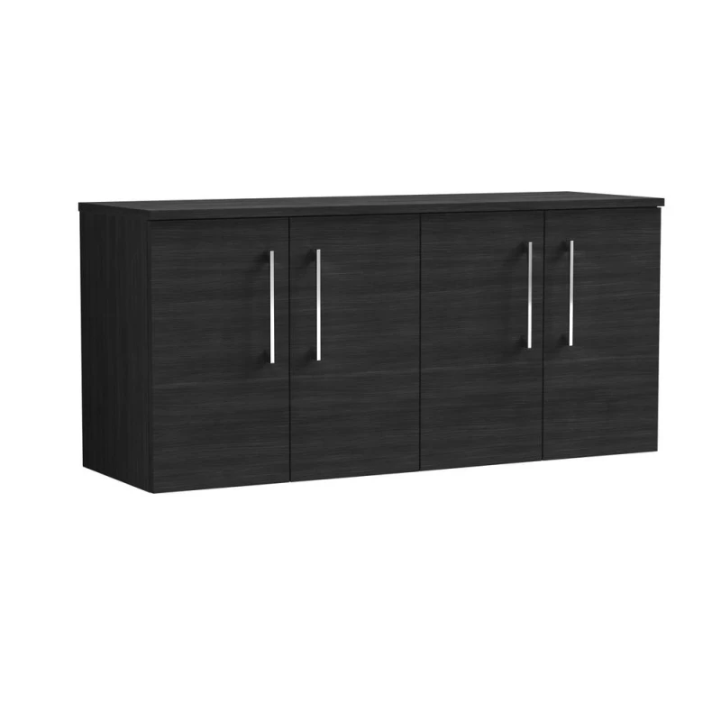 Image of Balterley Level 1200mm Wall Hung 4 Door Unit & Worktop, Charcoal Black Woodgrain Black Unisex