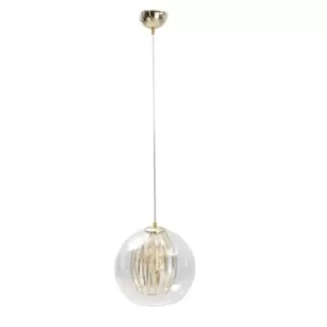 image of Glamour Dome Pendant Ceiling Light Gold, 30cm, 1x E27