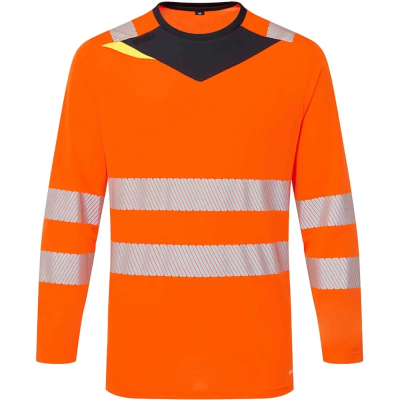 Image of Portwest DX4 Hi Vis Long Sleeve T Shirt DX416OBRS Colour: Orange / Black