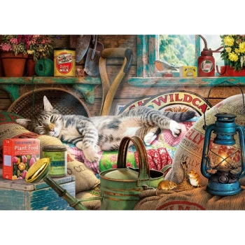 Image of Snoozing in the Shed Jigsaw Puzzle - 500 Pieces