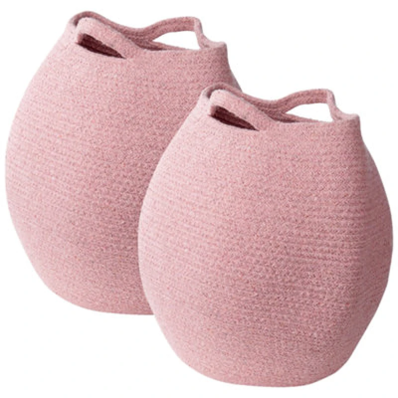 Image of Beliani Set Of 2 Baskets Panjgur Cotton Pink