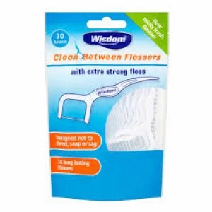 image of Wisdom Clean Between Extra Strong Dental Flossers 30Pcs