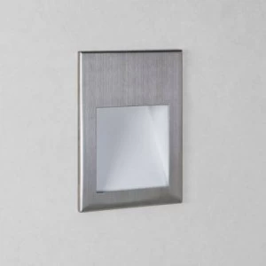 Image of LED 1 Light Outdoor Recessed Square Marker Wall Light Brushed Stainless Steel