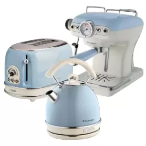 image of Ariete ARPK18 Vintage 2 Slice Toaster, 1.7L Dome Kettle & Espresso Coffee Maker