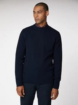 image of Ben Sherman Airtex Cut & Sew Jumper - Dark Navy, Size S, Men