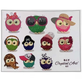 Image of Crystal Art Sticker Set Owl Life Set of 10