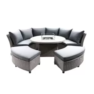 Image of LG Outdoor Oslo Curved Dining Modular Set With Gas Firepit Table