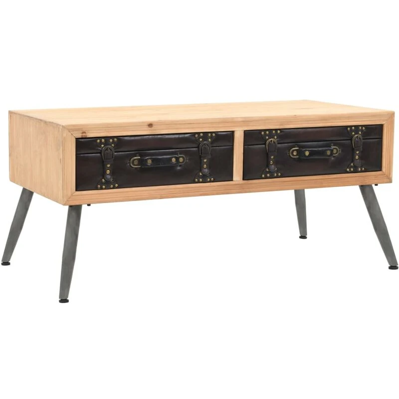Image of vidaXL Solid Fir Wood Coffee Table 115x55x50cm Home Living Room Furniture