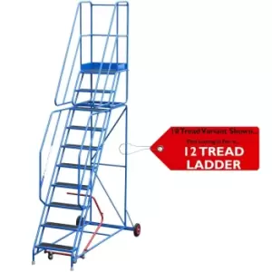 image of 12 Tread Mobile Warehouse Stairs Anti Slip Steps 4m Portable Safety Ladder