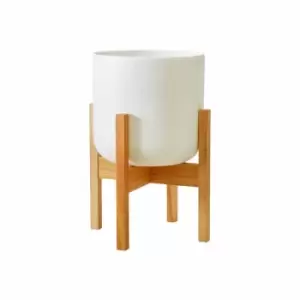 Image of Ivyline Lisbon Pot And Stand White - D20.5Cm