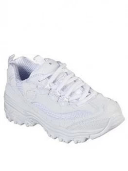 image of Skechers Dlites Color Chrom, White, Size 10.5 Younger