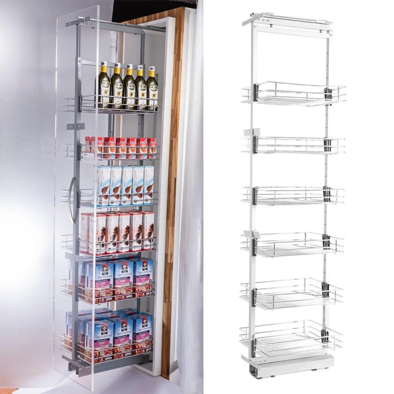 Image of LIFE IDEAS 6-Tier Metal Kitchen Pull-out Cabinet Basket Shelf Silver unisex One size
