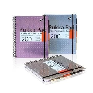 image of Bundle Pukka Pad A4 Project Book Wirebound 200pp Metallic Pack of of 3