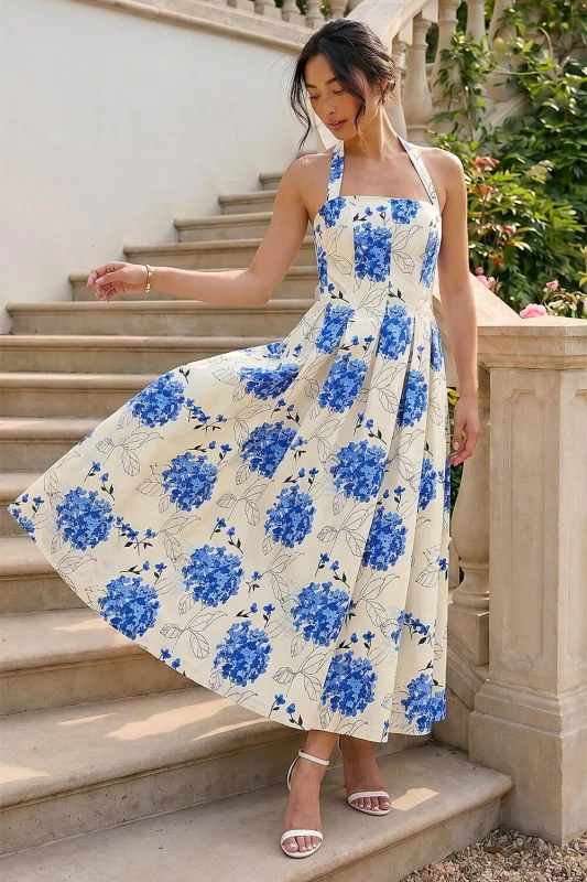 Image of Roman Womens Petite Floral Stretch Midi Dress in Blue Size: 18 Blue Female 18