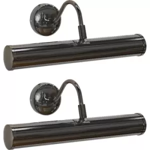 image of Minisun - 2 x Traditional Indoor Picture Wall Light Fittings - Black - No Bulb