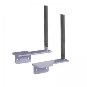 image of Aluminium framed screen brackets pair to fit on desk return - silver