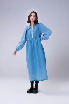 Image of Gabriella Denim Midi Dress, Extra Light Wash / 6