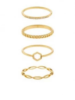 image of Accessorize Z 4X Hexagon Ring Set - Gold