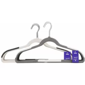 image of Premium Range Plastic Space Saving Non-Slip Coat Hangers, Grey/White, Pack of 20 - JVL