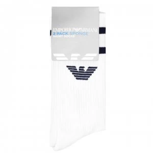 Image of Emporio Armani 2 Pack Sponge Short Socks White