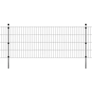 image of 2D Garden Fence Panels & Posts Silver 2008x830 mm 8m - Silver - Vidaxl