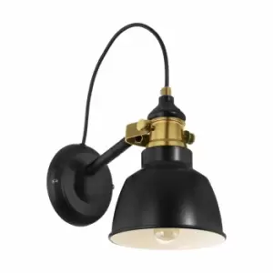 image of Eglo Vintage Style Black And Bronzed Steel Wall Lamp