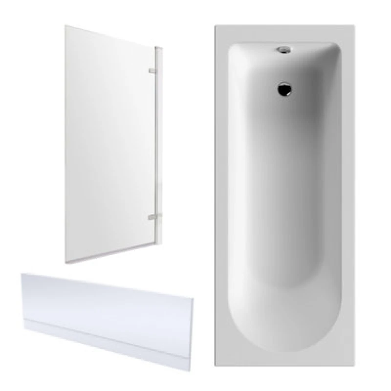 Image of Balterley Round Bath, Panel and Hinged Screen Chrome 1700 x 750mm Silver