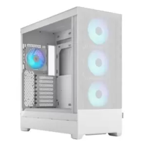Image of Fractal Design Pop XL Air RGB (White TG) Gaming Case w/ Clear Glass Window E-ATX Hexagonal Mesh Front 4 RGB Fans & RGB Controller