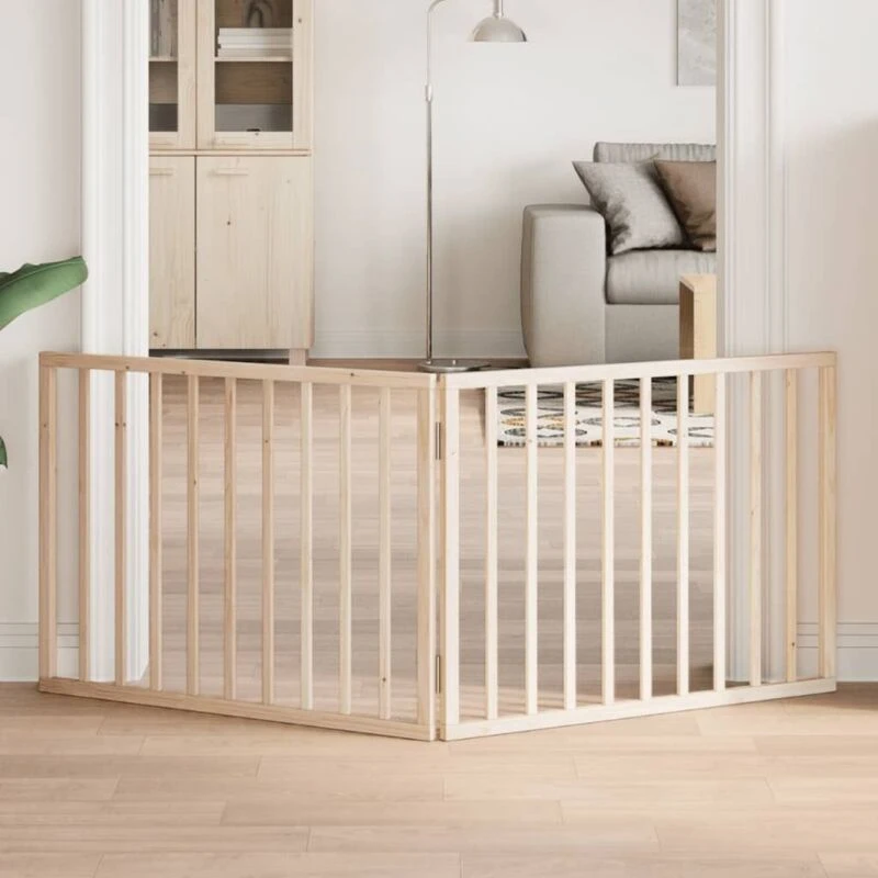 Image of vidaXL Dog Gate Foldable 2 Panels 160cm Poplar Wood, Brown 352176