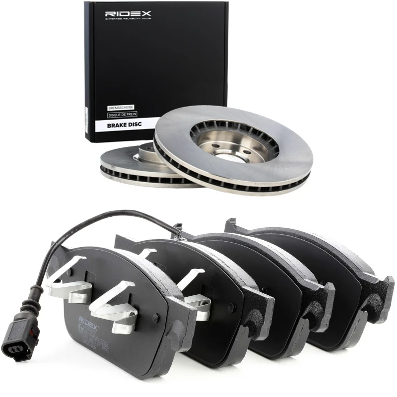Image of RIDEX 3405B1796 Brake disc and pads set Front Axle, Brake Disc Type: Vented Brake Set,disc brakes (3405)