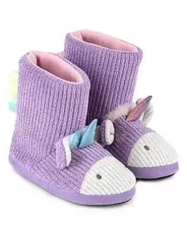 Image of TOTES Girls Unicorn Slipper Boot- Lilac, Lilac, Size 7-8 Younger