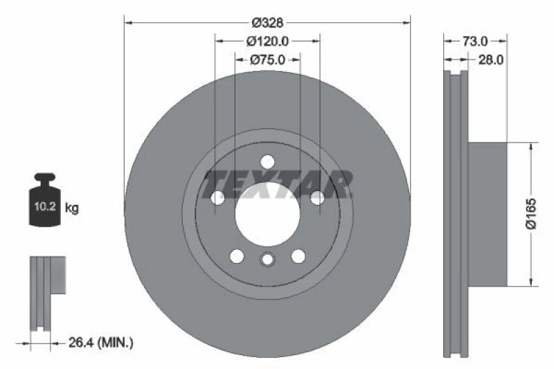 Image of Brake disc TEXTAR 92257105