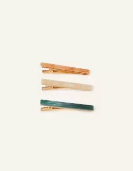 Image of Accessorize Girl's Marbled Resin Snap Hair Clips Set of Three, Size: L 6 cm