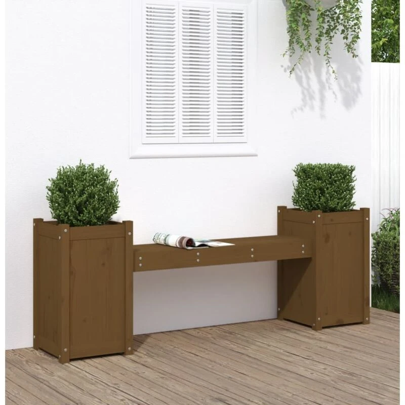 Image of vidaXL Planter Bench Honey Brown 180x36x63cm Solid Wood Pine, Brown 825166
