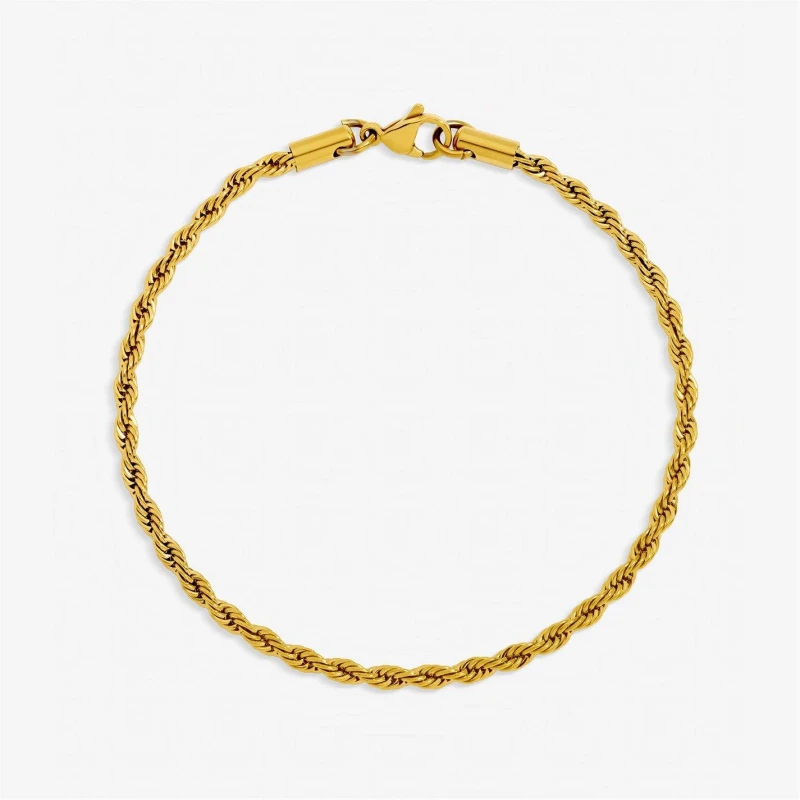 Image of Inicio Mens Waterproof Twist Rope Bracelet - Gift Pouch Gold male One Size
