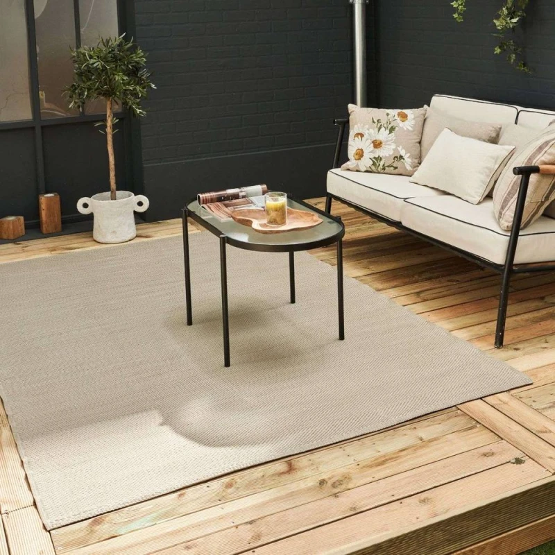 Image of THE RUGS Reversible Weatherproof Outdoor Beige Rug Solid Urban 1000 Size: 150cm x 220cm Beige Unisex 150cm x 220 cm