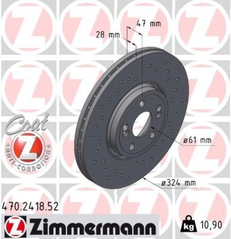 Image of ZIMMERMANN Brake disc ZIMMERMANN 470.2418.52
