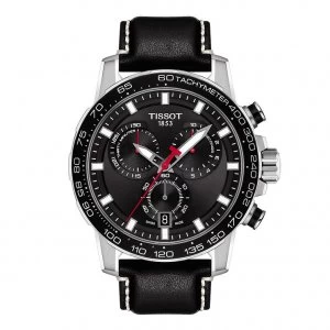 image of Tissot Supersport Chrono Mens Black Leather Strap Watch