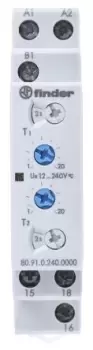 Image of Finder SPDT Timer Relay, 12 240V ac/dc 0.1 20 s, 0.1 20 min, 0.1 24h, DIN Rail Mount