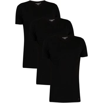 image of Tommy Hilfiger 3 Pack Premium Essentials V-Neck T-Shirts mens T shirt in Black - Sizes UK S,UK M,UK L,UK XL