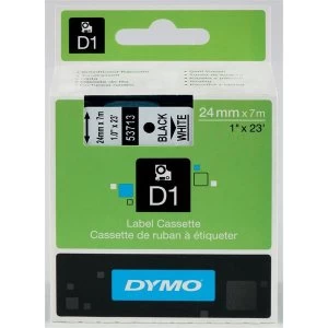 image of Dymo 53713 Black on White Label Tape 24mm x 7mm