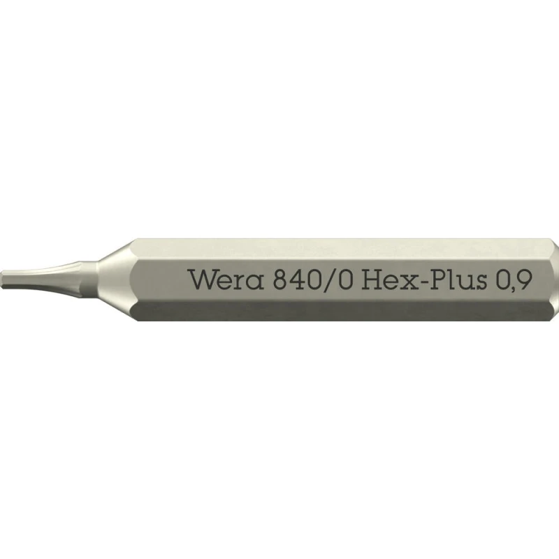 Image of Wera 840/0 4mm Hex Drive Hex Plus Micro Screwdriver Bits 0.9mm 30mm Pack of 1 5058108001