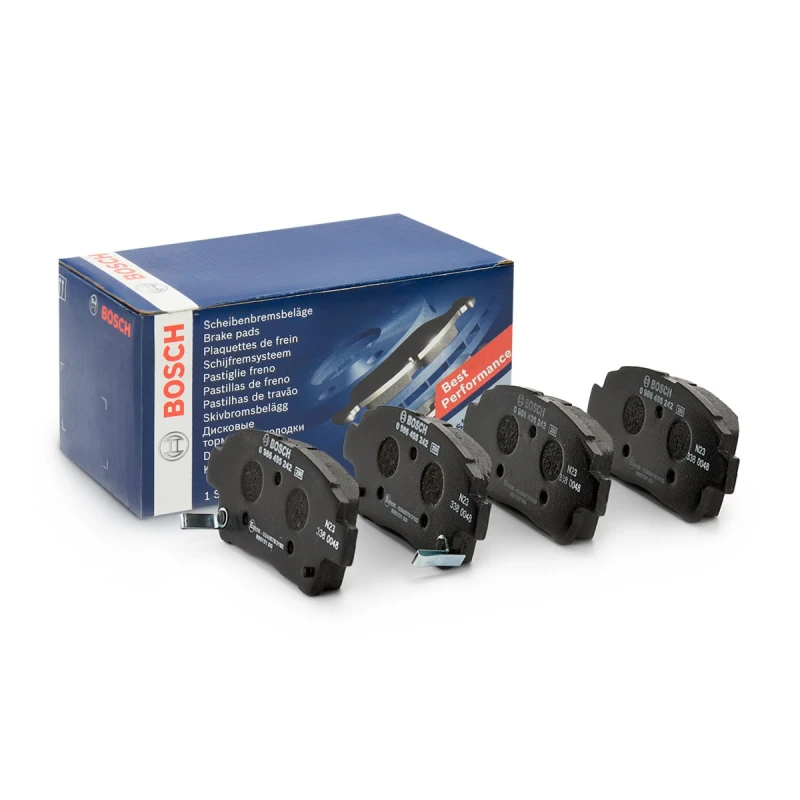 Image of Bosch 0 986 495 242 Brake pad set Low-Metallic with acoustic wear warning TOYOTA: Prius II Liftback, Yaris I Hatchback, Corolla IX Hatchback Low-Metal